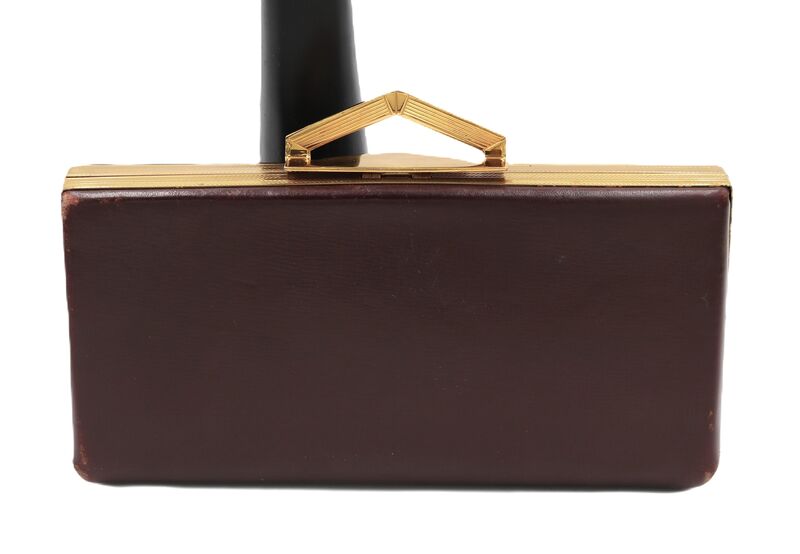 Vintage 40s-50s - EVANS ELEGANCE - Dark Brown Leather Fitted Clutch Handbag  - product images  of 
