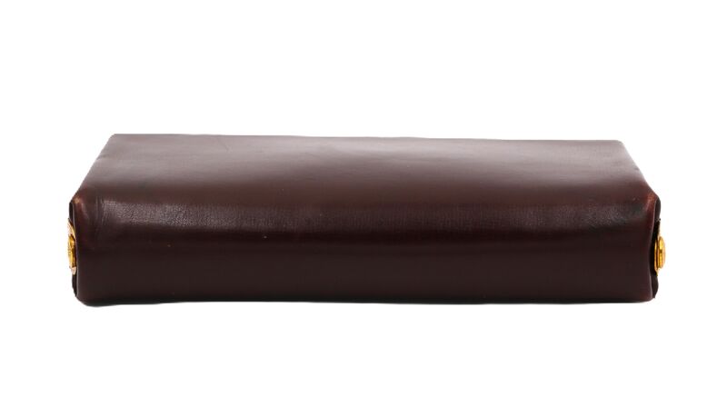 Vintage 40s-50s - EVANS ELEGANCE - Dark Brown Leather Fitted Clutch Handbag  - product images  of 