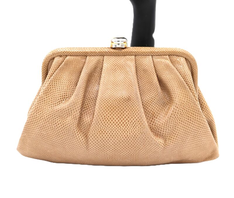 Vintage - SUSAN GAIL - Tan Karung Snake Skin Clutch Shoulder Bag - SPAIN - - product images  of 