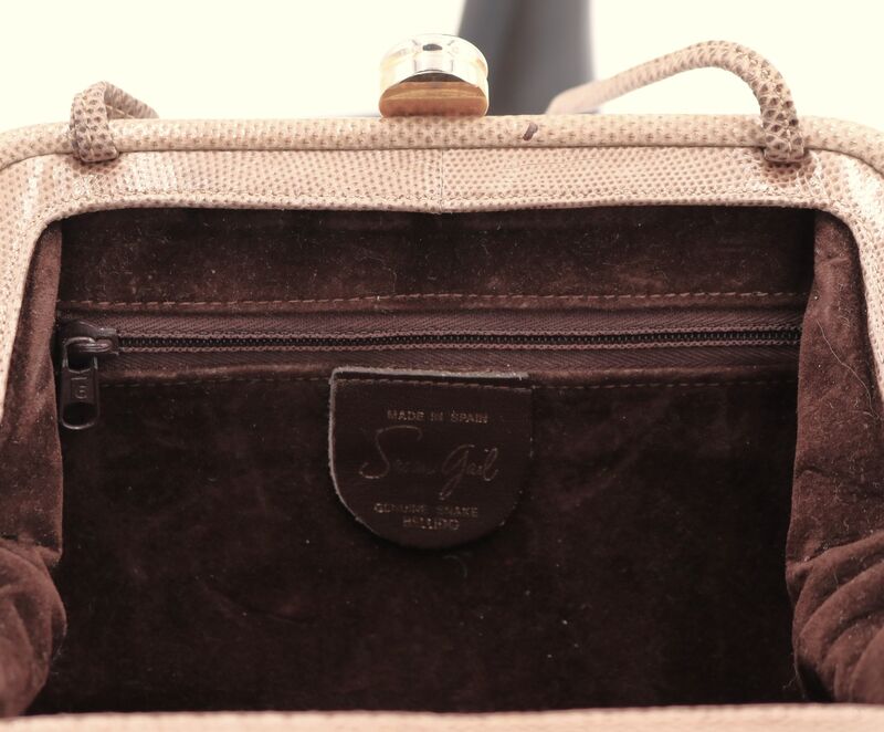 Vintage - SUSAN GAIL - Tan Karung Snake Skin Clutch Shoulder Bag - SPAIN - - product images  of 