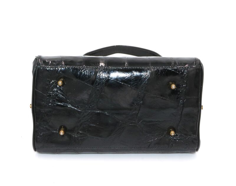 Vintage 50s-60s - BELLESTONE - Small Black ALLIGATOR Skin Boxy Handbag - product images  of 