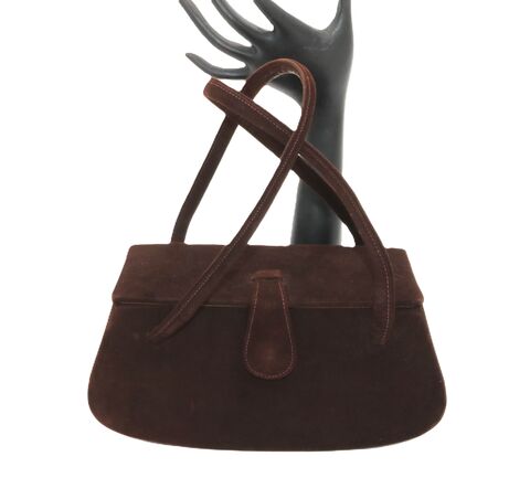 Vintage,50S,-,THEODOR,Petite,Brown,Suede,Box,Handbag,Purse-,Mid,Century,Theodor, vintage handbag, vintage purse, box, brown, suede, satin, gold, mid century, retro, 40s, 50s