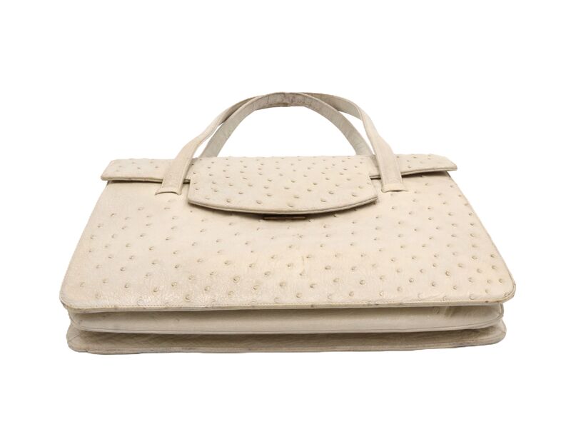 Vintage - RENDL - Off White/Tan Ostrich Skin Handbag Purse - Mid Century -50s-60s - product images  of 