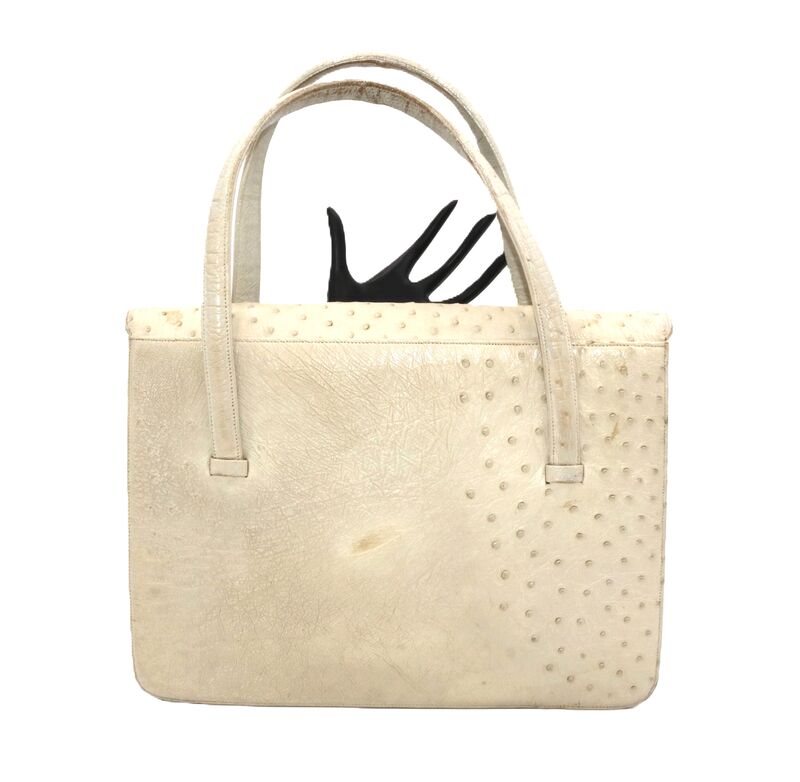 Vintage - RENDL - Off White/Tan Ostrich Skin Handbag Purse - Mid Century -50s-60s - product images  of 