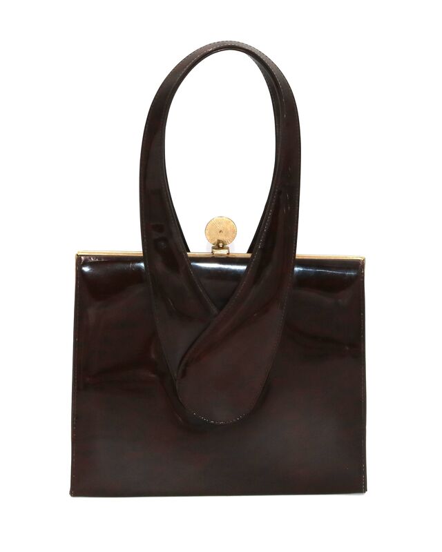 Vintage BAGS by - FRANCOIS - Brown Patent Leather Like Handbag - Mid Century - product images  of 