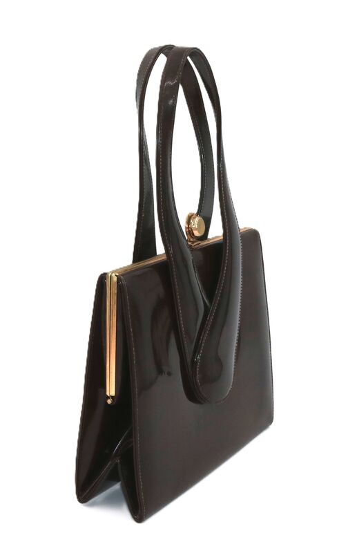 Vintage BAGS by - FRANCOIS - Brown Patent Leather Like Handbag - Mid Century - product images  of 
