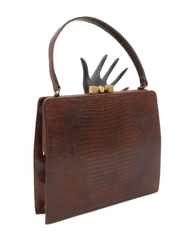 Vintage 50s-60s - STERLING - Structured LIZARD Skin Handbag - Mid Century - product images  of 