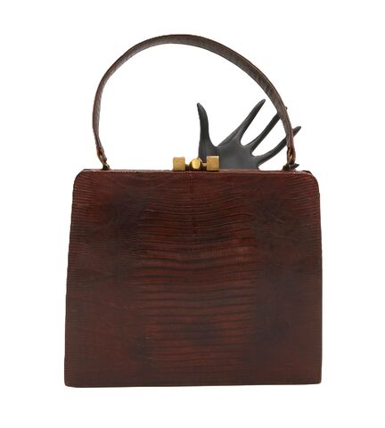 Vintage,50s-60s,-,STERLING,Structured,LIZARD,Skin,Handbag,Mid,Century,Sterling, lizard, skin, vintage handbag, vintage purse, gold, leather, structure, brown, mid century, cinnamon, 