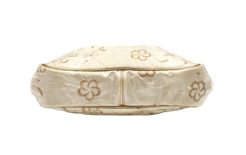 Vintage 60s Vinyl Covered Satin Embroidery Lucite Handle Handbag - Mid Century - product images  of 