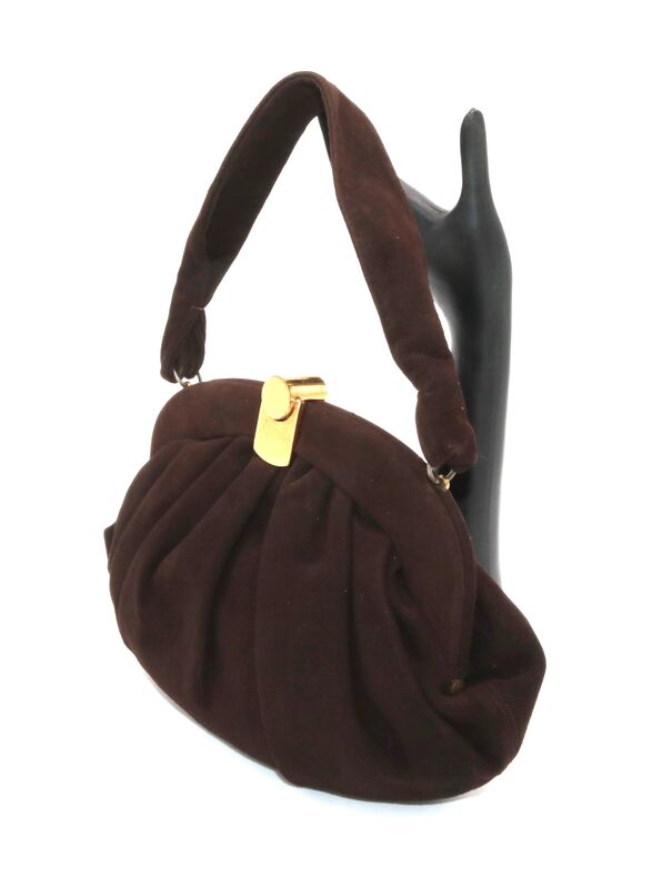 Vintage 40s-50S - DOFAN - Brown Suede Handbag Purse - Mid Century - product images  of 