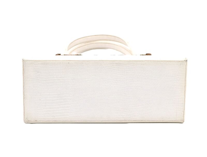 Small 50s-60s - MARTIN VAN SCHAAK - White Double Handled LIZARD Skin Handbag - product images  of 
