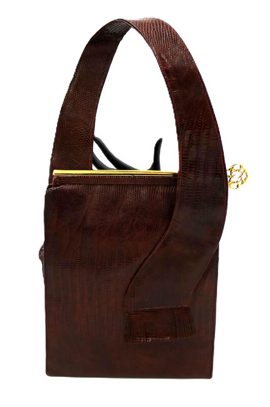 Vintage - KORO CREATION- Brown LIZARD Skin Structured Handbag - RARE - Mid Century - - product images  of 