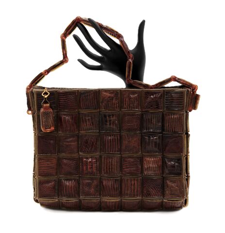 Vintage,40s-50s,Brown,-,LIZARD,Bakelite,Tile,Handbag,Rare,Lizard, Alligator, crocodile, bakelite, tile, brown, vintage handbag, vintage purse, 40s-50s, Lumured