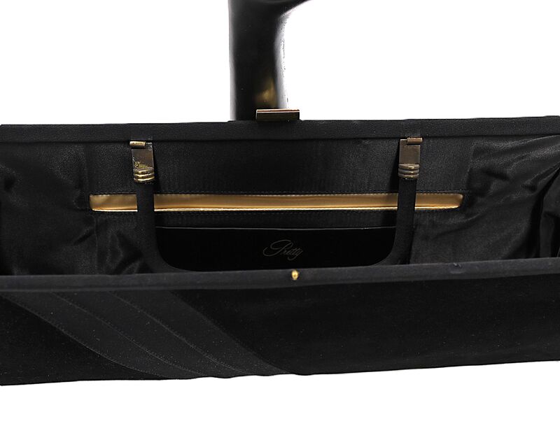 Vintage 50s-60s - PRETTY - Oblong Black Velvet Structured Clutch Handbag - Mid Century - - product images  of 