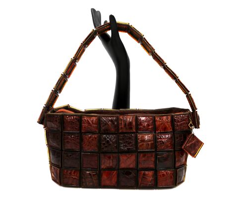 Vintage,40s-50s,Rare,Brown,-,ALLIGATOR,Bakelite,Tile,Handbag,Alligator, crocodile, bakelite, tile, brown, vintage handbag, vintage shoulder bag, purse, 40's-50's, mid century