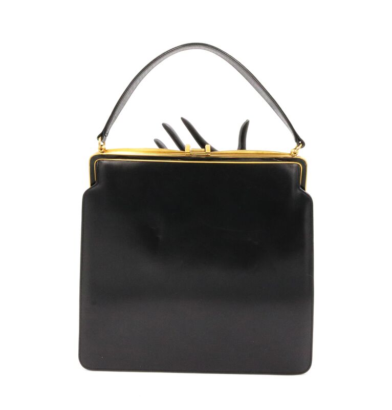 Vintage ROSENFELD Black Leather Structured Handbag - Mid Century - product images  of 