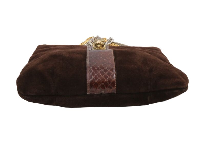 Vintage 70s-80s - RUTH SALTZ - Brown Suede Snake Skin Cougar Shoulder Bag - Retro - product images  of 