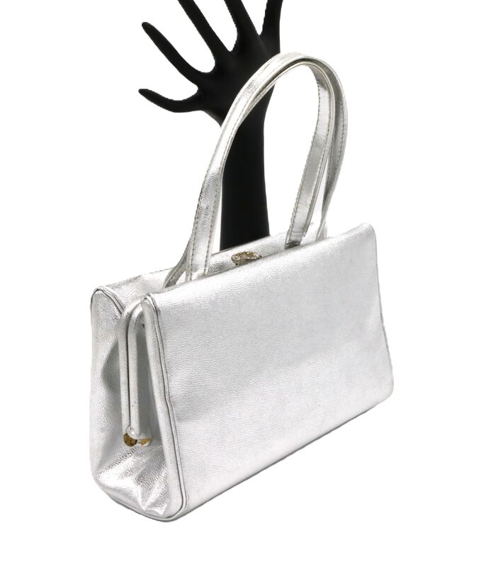 Vintage Small - MISS LEWIS - Leather Silver Toned Handbag - Mid Century  - product images  of 