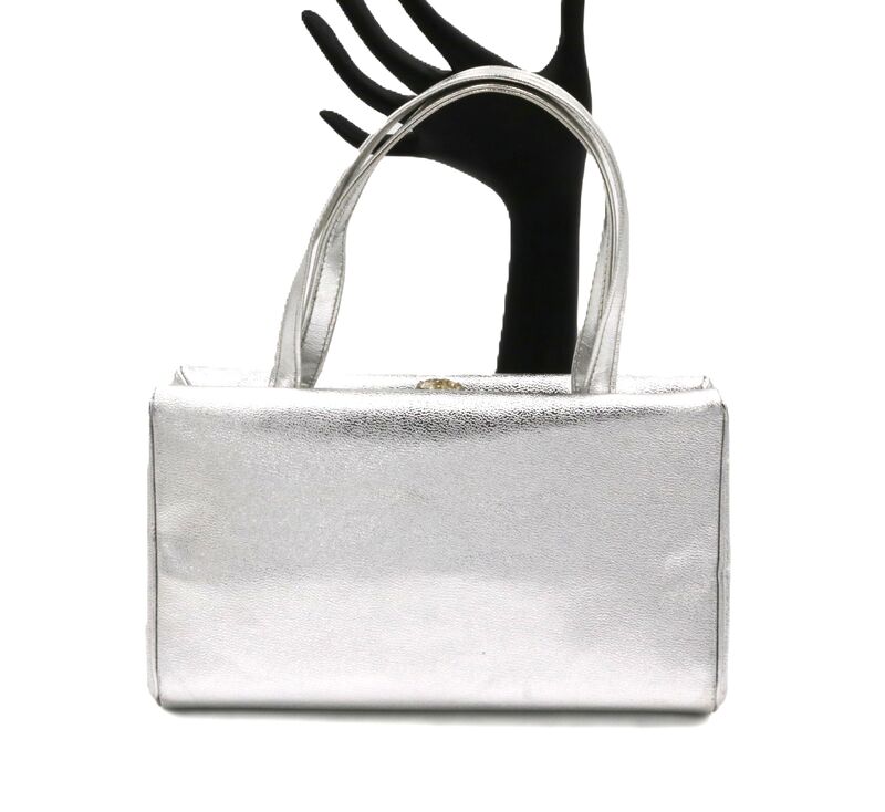 Vintage Small - MISS LEWIS - Leather Silver Toned Handbag - Mid Century  - product images  of 