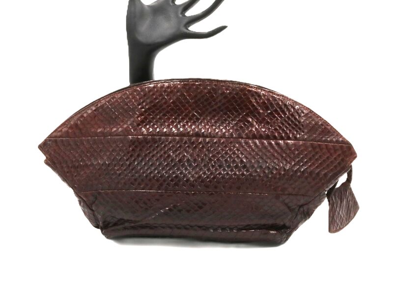 Vintage - DEITSCH - Dark Brown Snake Skin Clutch Handbag - 40s-50s - product images  of 