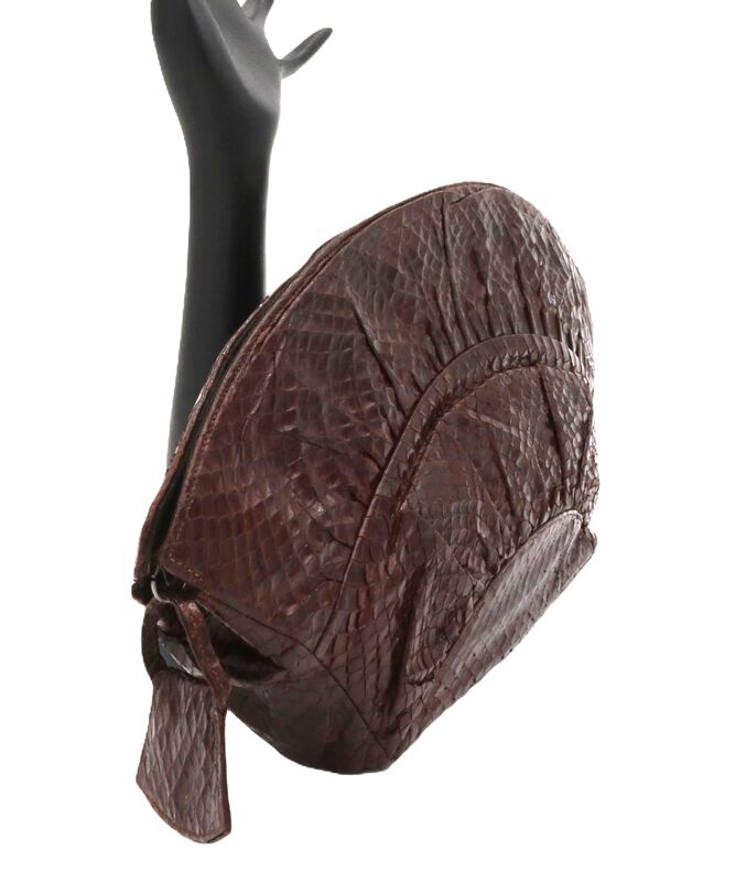 Vintage - DEITSCH - Dark Brown Snake Skin Clutch Handbag - 40s-50s - product images  of 