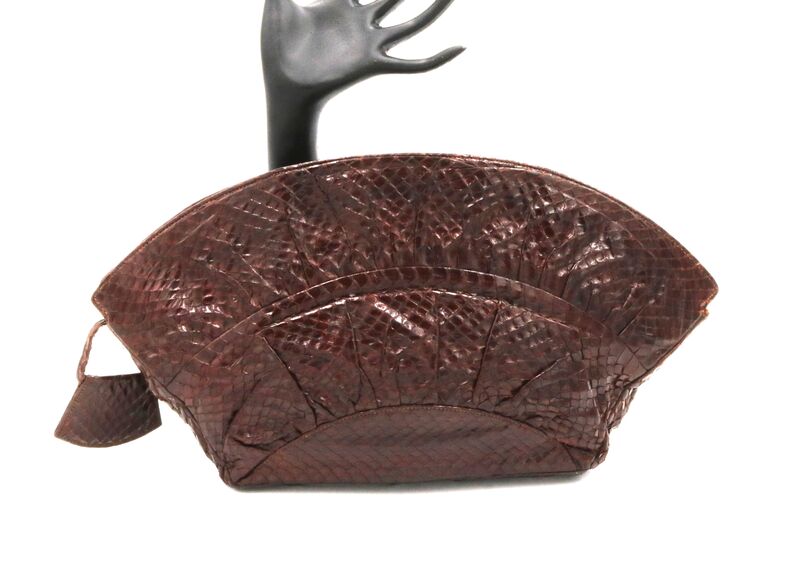 Vintage - DEITSCH - Dark Brown Snake Skin Clutch Handbag - 40s-50s - product images  of 
