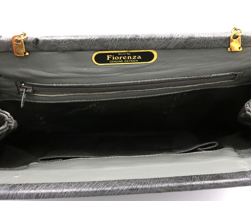 Vintage - FIORENZA - Large Grey OSTRICH Skin Clutch Shoulder Bag - product images  of 