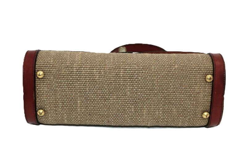 Vintage - ETIENNE AIGNER - Handbag - Original Hand Made Red Heavy Leather and Tweed  - product images  of 