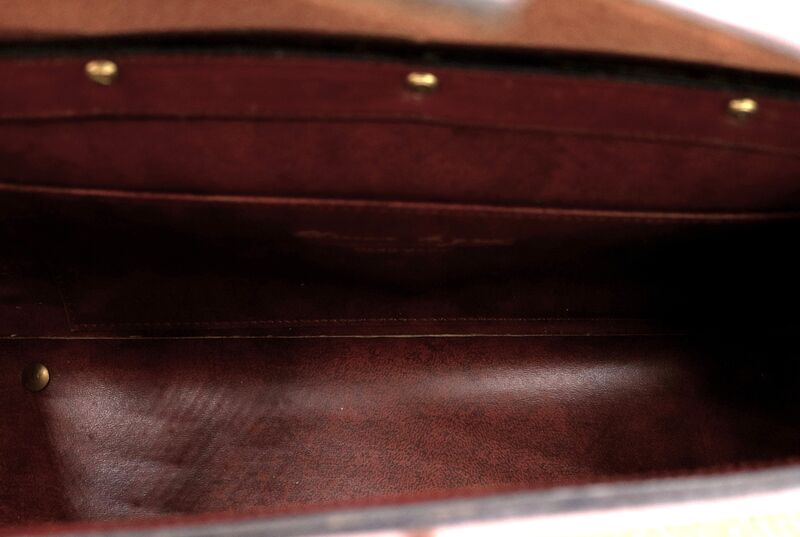 Vintage - ETIENNE AIGNER - Handbag - Original Hand Made Red Heavy Leather and Tweed  - product images  of 