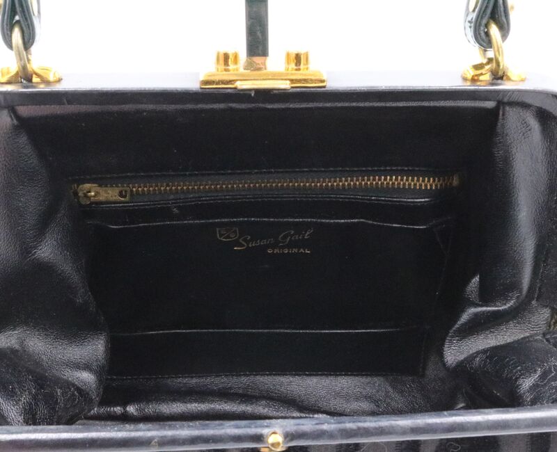 Vintage - SUSAN GAIL - Black Chenille Leather Trim Structured Handbag - Mid Century - product images  of 