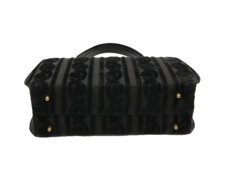 Vintage - SUSAN GAIL - Black Chenille Leather Trim Structured Handbag - Mid Century - product images  of 