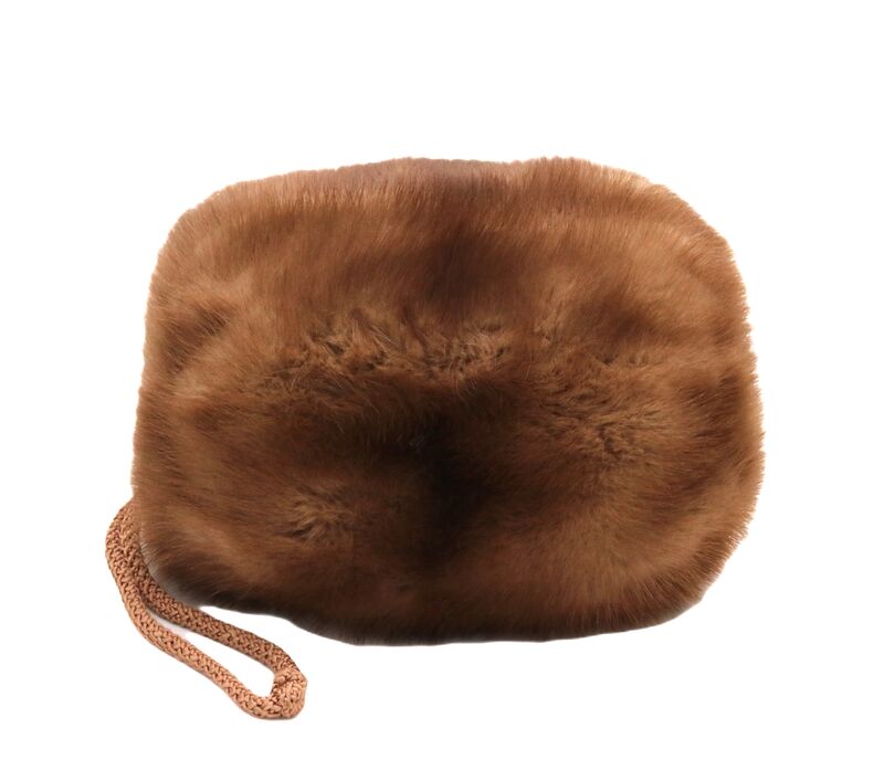 Vintage Small - MINK - Light Brown Fur Muff Hand Warmer - Mid Century - product images  of 