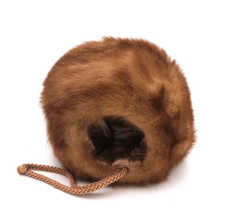 Vintage Small - MINK - Light Brown Fur Muff Hand Warmer - Mid Century - product images  of 