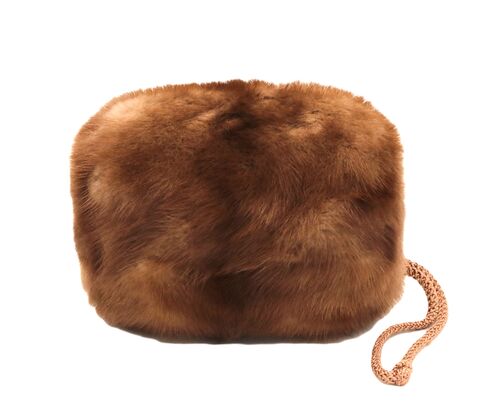 Vintage,Small,-,MINK,Light,Brown,Fur,Muff,Hand,Warmer,Mid,Century,Mink, fur, vintage muff, vintage hand warmer, light brown, fabric, satin, mid century