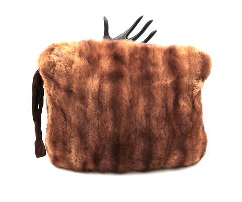 Vintage,Large,Light,Brown,-,MINK,Fur,Muff,Hand,Warmer,Mink, fur, vintage muff, vintage hand warmer, brown, fabric, satin