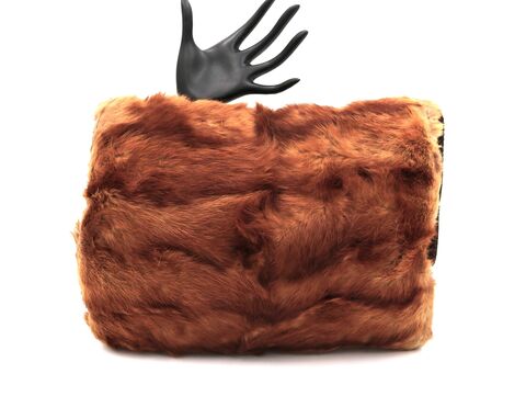Vintage,Small,Light,Brown,-,MINK,Fur,Muff,Hand,Warmer,Mink, fur, vintage muff, vintage handwarmer, satin, fabric