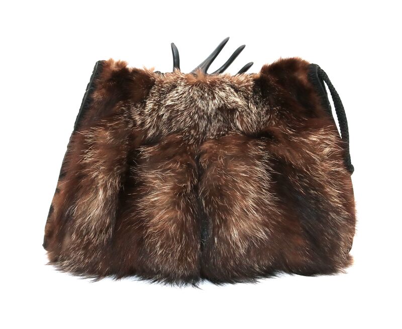 vintage Large Brown - FOX - Fur Muff Hand Warmer - Mid Century - product images  of 