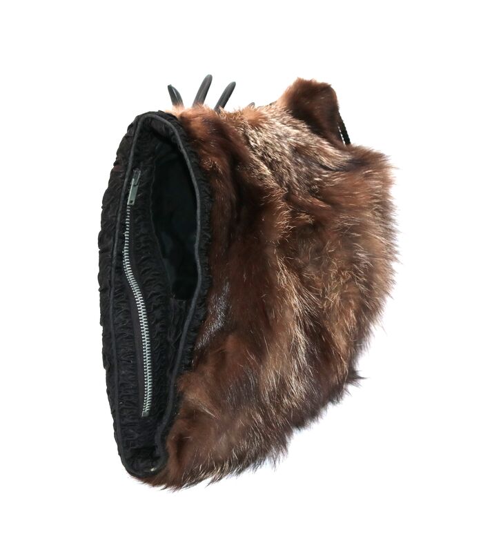 vintage Large Brown - FOX - Fur Muff Hand Warmer - Mid Century - product images  of 