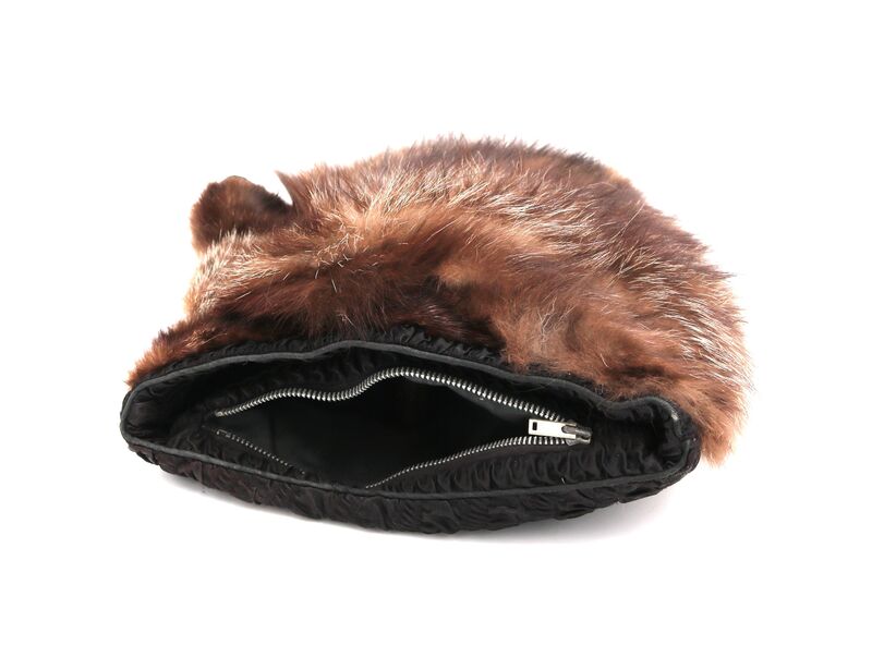 vintage Large Brown - FOX - Fur Muff Hand Warmer - Mid Century - product images  of 