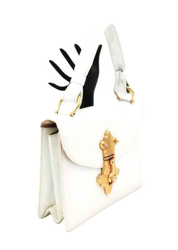 Vintage White - SAKS FIFTH AVE - Patent Handbag -RETRO - - product images  of 