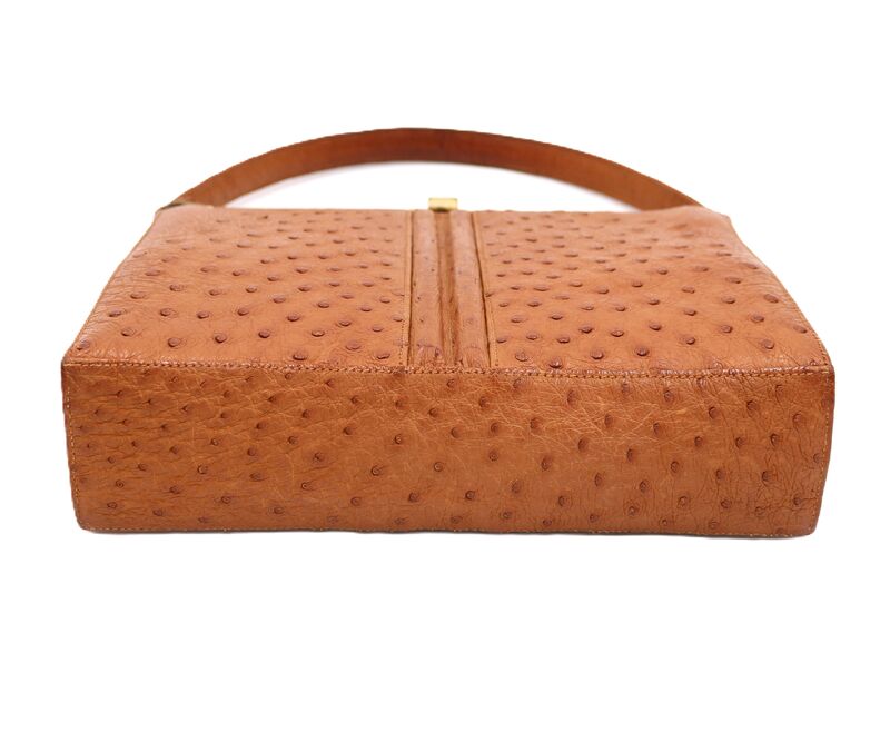 Vintage - LUCILLE de PARIS - Tan - OSTRICH SKIN - Dome Handle Handbag  - product images  of 