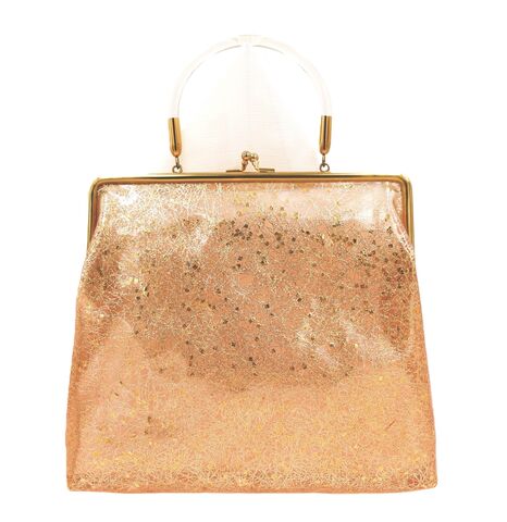 Vintage,50s-60s,Clear,Plastic,Vinyl,Gold,Patterned,-,CONFETTI,Lucite,Handle,RETRO, vinyl, vintage handbag, vintage purse, Confetti, lucite, mid century modern, retro, gold, 50s, 60s