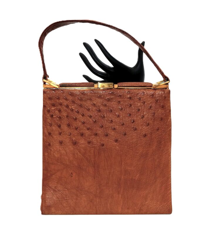 Vintage 50s-60s - FASSBENDER - Tan OSTRICH Structured Handbag - England - - product images  of 