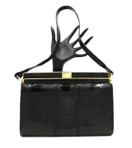 Vintage,Black,-,OSTRICH,LEG,Clutch,Shoulder,Bag,Ostrich leg, black, vintage handbag, leather, Leather, vintage clutch, vintage shoulder bag, vintage purse, 