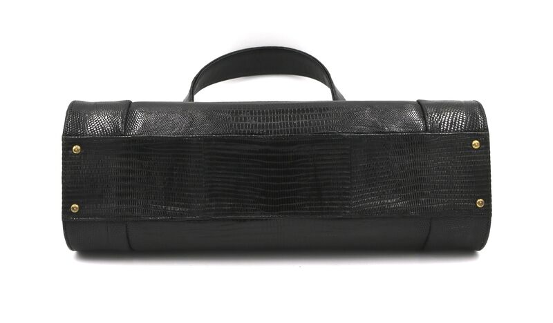 Vintage 50s-60s - ESCORT - Black LIZARD Barrel Handbag - Mid Century - product images  of 
