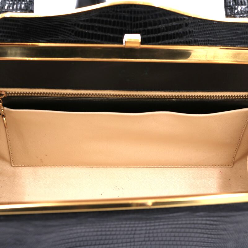 Vintage 50s-60s - ESCORT - Black LIZARD Barrel Handbag - Mid Century - product images  of 