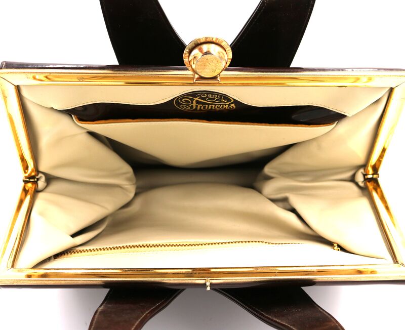 Vintage - BAGS by FRANCOIS - Brown Patent Leather Like Handbag - Mid Century - product images  of 