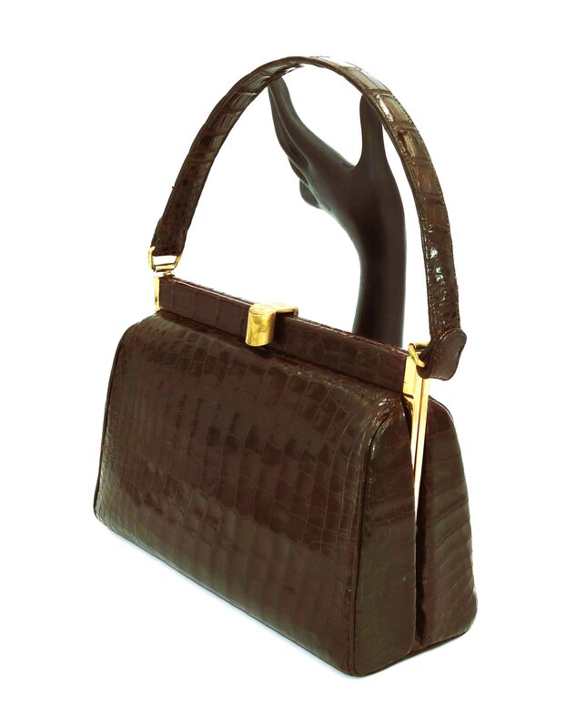 Vintage - COBLENTZ - Brown Structured - ALLIGATOR - Skin Handbag Satchel - product images  of 
