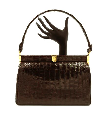 Vintage,-,COBLENTZ,Brown,Structured,ALLIGATOR,Skin,Handbag,Satchel,Coblentz, vintage handbag, vintage purse, alligator, crocodile, brown, leather, tan, structured, satchel