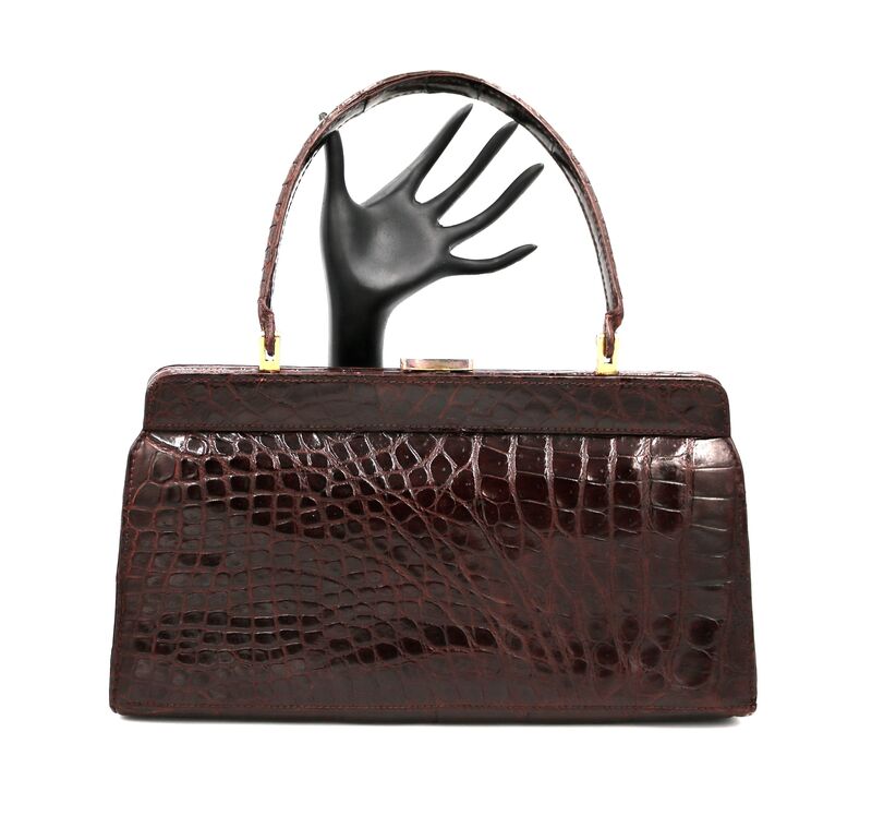 Vintage 50s-60s - COBLENTZ - Brown Structured - ALLIGATOR - Skin Handbag - product images  of 
